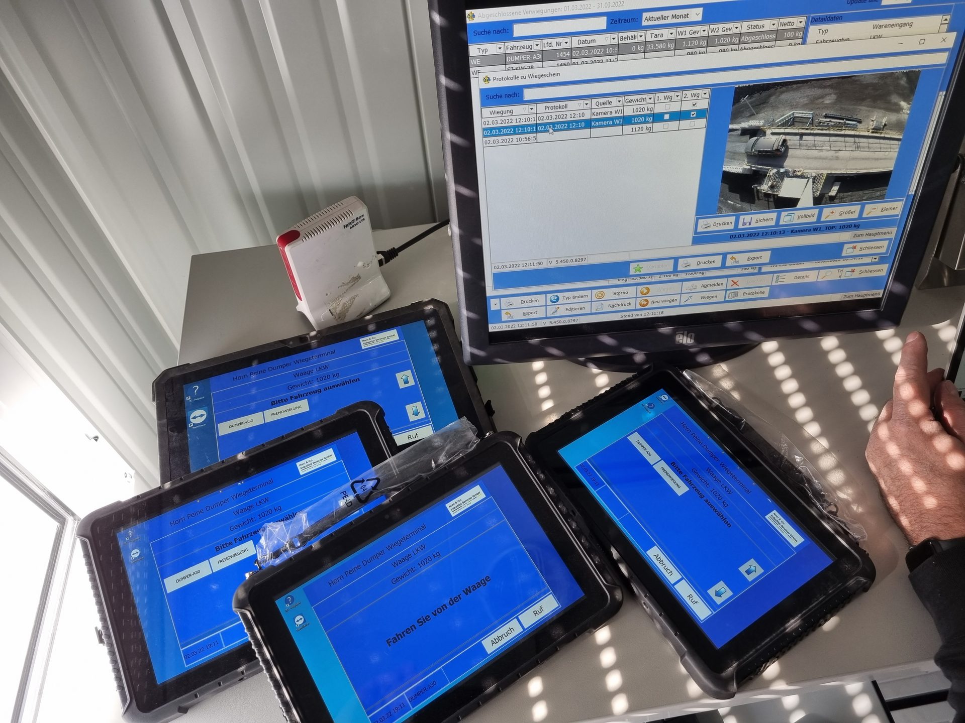 CAW-Professional Software mit Wiegeprotokollen und Fahrer-Tablets
